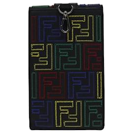 Fendi-FENDI Zucca Canvas Smartphone holder Pouch Leather Multicolor 7AS120 Auth 108838-Black,Multiple colors
