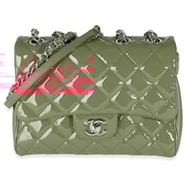 Chanel-Chanel Dark Pink Quilted Patent Small Rock In Rome Single Flap Bag-Pink