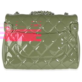 Chanel-Chanel Dark Pink Quilted Patent Small Rock In Rome Single Flap Bag-Pink