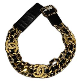Chanel Belt Black Leather Gold Hardware Black Gold hardware