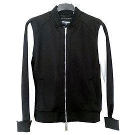 Karl Lagerfeld Black & White Zipped Bomber Jacket Black White