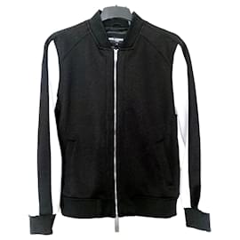 Karl Lagerfeld-Black & White Zipped Bomber Jacket-Black,White