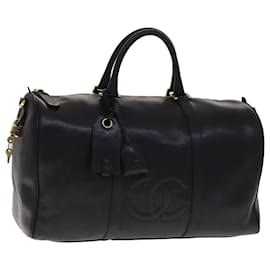 Chanel-CHANEL COCO Sac Mark Boston Cuir Caviar Noir Or CC Auth yk16646-Noir,Doré