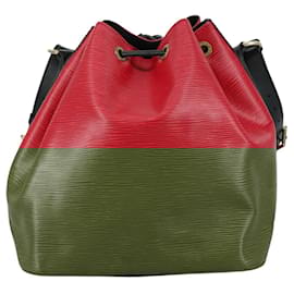 Louis Vuitton-LOUIS VUITTON Epi Petit Noe Shoulder Bag Bicolor Black Red M44017 LV Auth 105386-Black,Red