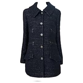 Chanel-Super Rare CC Buttons Black Multi Pockets Tweed Jacket-Black
