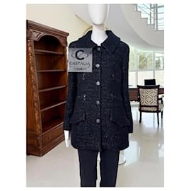Chanel-Super Rare CC Buttons Black Multi Pockets Tweed Jacket-Black