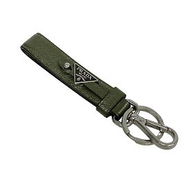 Prada Saffiano Charm Schlüsselanhänger Grün Khaki