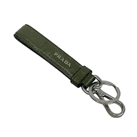Prada-Prada Saffiano Charm Keychain Bag Pouch-Green,Khaki