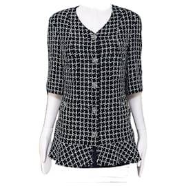 Chanel-CC Gripoix Buttons Black Tweed Jacket 38 FR-Black