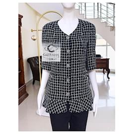 Chanel-CC Gripoix Buttons Black Tweed Jacket 38 FR-Black