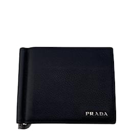Prada-Prada Saffiano Leather Money Clip-Black