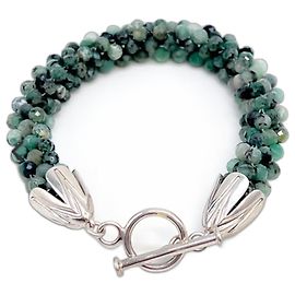 Autre Marque Pulseira de pérolas de esmeralda em prata 925 Verde