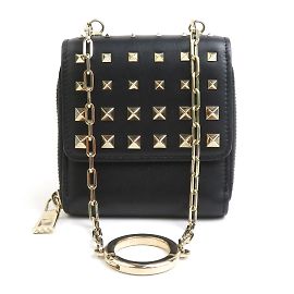 Valentino Garavani Black Leather Coin Purse Black