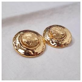 Yves Saint Laurent-Yves Saint Laurent round gold earrings-Golden