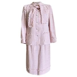 Chanel-New Barbie Style Ribbon Tweed Jacket and Skirt Set-Pink