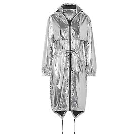 Paco Rabanne silver metallic rain coat parka jacket lightweight size M Silvery Metallic