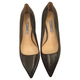 Prada Lambskin Heels Dark Green Dark green