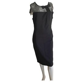 Robe noire en viscose et dentelle Red Valentino Noir