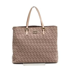 Fendi-Fendi Zucchino Tote Bag-Beige,Golden