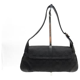 Gucci-GUCCI JACKIE BAGUETTE GG GUCCISSIMA 90667 HAND BAG PURSE-Black