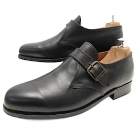JM Weston-JM WESTON DERBY SHOES WITH FLOWER BUCKLE 531 7.5E 41.5 42 BLACK LOAFERS-Black