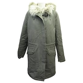 Yves Salomon-YVES SALOMON ARMY PARKA COAT AF10885COCYW 34 XS COYOTE RABBIT FUR-Grey
