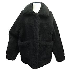 Yves Salomon-YVES SALOMON METEO SHEEPSKIN REVERSIBLE COAT 20WMV61268MEPR 34 XS COAT-Black