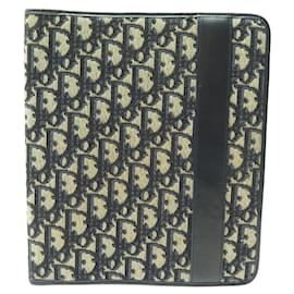 Christian Dior-VINTAGE AGENDA COVER CHRISTIAN DIOR TOILE OBLIQUE CANVAS DIARY COVER-Navy blue