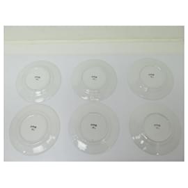 Hermès-LOT 6 HERMES DESSERT PLATES ANCHOR CHAIN 22.5CM PORCELAIN SET PLATE-White