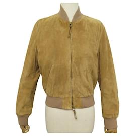 Ralph Lauren-RALPH LAUREN BROWN SUEDE BOMBER JACKET COAT 6 38 M-Brown