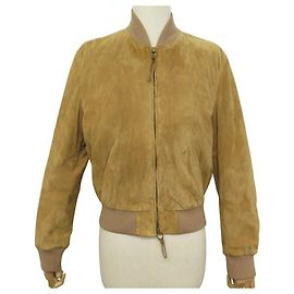 BLOUSON RALPH LAUREN GIACCA BOMBER IN CAMOSCIO MARRONE 6 38 M Marrone