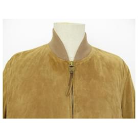Ralph Lauren-RALPH LAUREN BROWN SUEDE BOMBER JACKET COAT 6 38 M-Brown