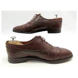 John Lobb-JOHN LOBB BALMORAL OXFORD SHOES 8.5E 42.5 BROWN LEATHER POUCH-Brown