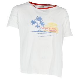 Saint Laurent 2017 Waiting For Sunset T-Shirt in White Cotton White