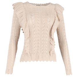 Suéter de lã Ecru com babados LoveShackFancy Branco Cru