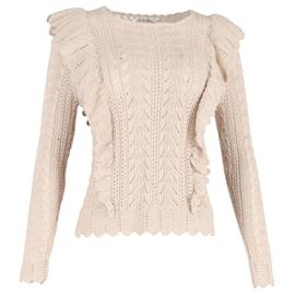 Ecru-Wollpullover mit Rüschendetails von LoveShackFancy Weiß Roh
