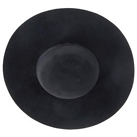 Saint Laurent Ribbon Band Flat Brim Hat in Black Wool Black