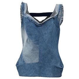 Junya Watanabe SS19 Off-Shoulder-Bluse aus blauer Denim Blau Hellblau