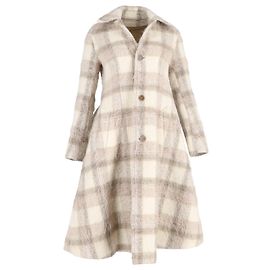 Acne Studios Checkered Belted Coat in Brown Alpaca Wool Brown