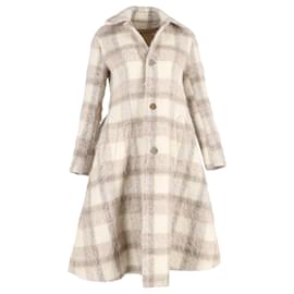 Acne-Acne Studios Checkered Belted Coat in Brown Alpaca Wool-Brown