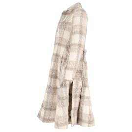 Acne-Acne Studios Checkered Belted Coat in Brown Alpaca Wool-Brown