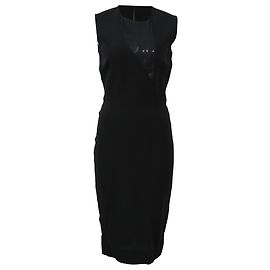Ärmelloses Midi-Kleid aus schwarzem Polyester-Mesh von Victoria Beckham Schwarz
