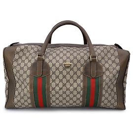 Gucci Vintage Beiger GG Monogramm Canvas Reisetasche mit Schultergurt Beige