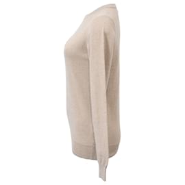 Brunello Cucinelli- Brunello Cucinelli Knitted Crewneck Sweater in Beige Wool-Beige