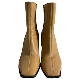 Jimmy Choo-Bottes à zip à cheville en cuir de veau marron avec logo Jimmy Choo-Marron
