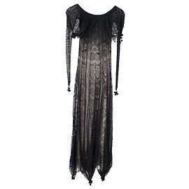 Abito maxi in pizzo nero in seta Alexander Mcqueen con spalle scoperte Nero