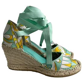 Escarpins compensés en satin multicolore avec lacets Emilio Pucci Multicolore