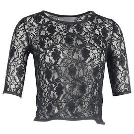Mulberry Schwarzes Crop-Top aus Polyester mit Maulbeer-Spitzendetails Schwarz