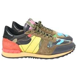 Tênis Rockrunner Valentino Garavani em couro e camurça multicoloridos Multicor
