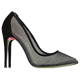 Christian Louboutin-Pompes Mesh Follies Resille en Suède Noir de Christian Louboutin-Noir